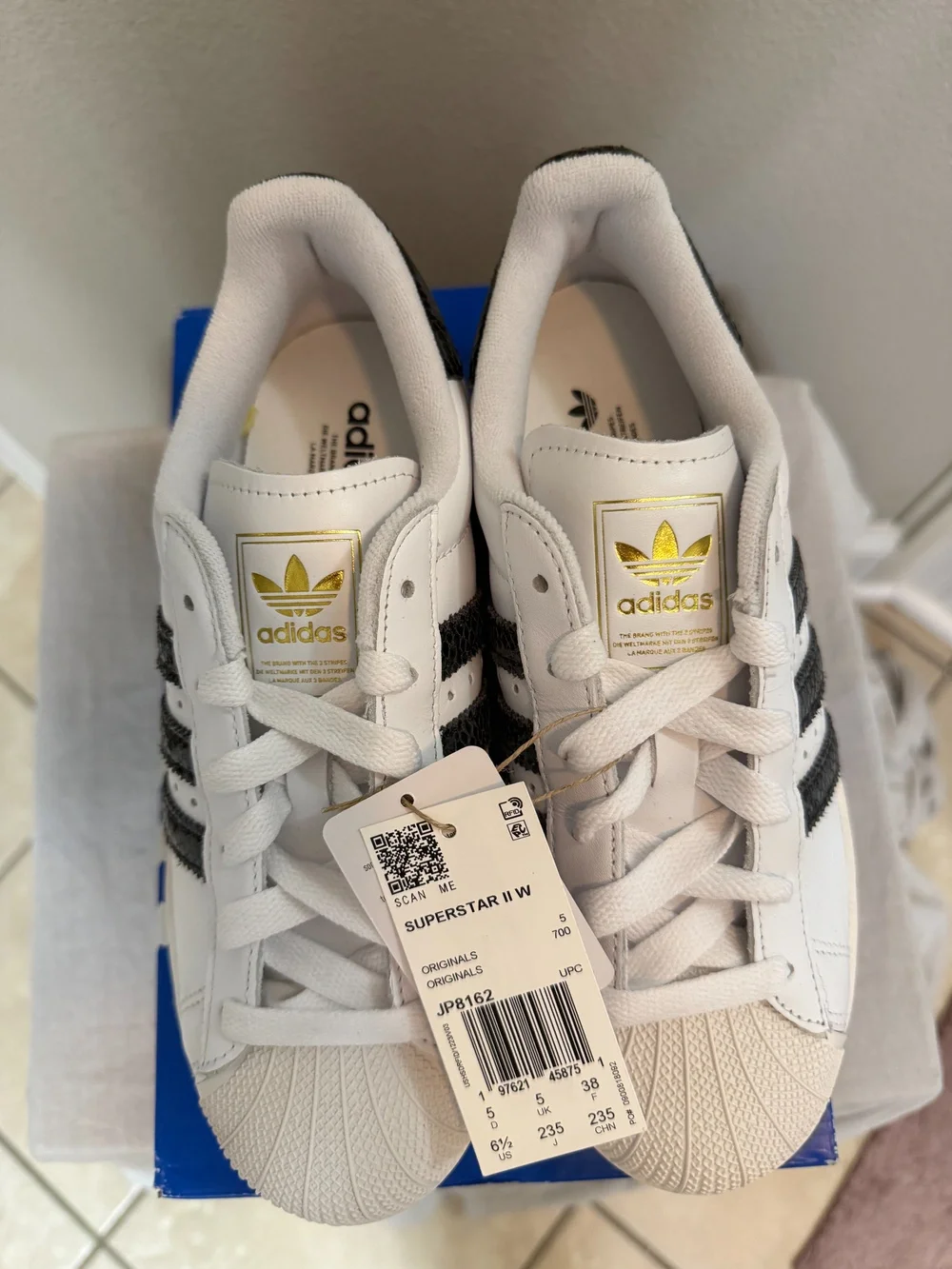 Adidas Superstar Ii W White Black Leather Sneakers Size 6.5